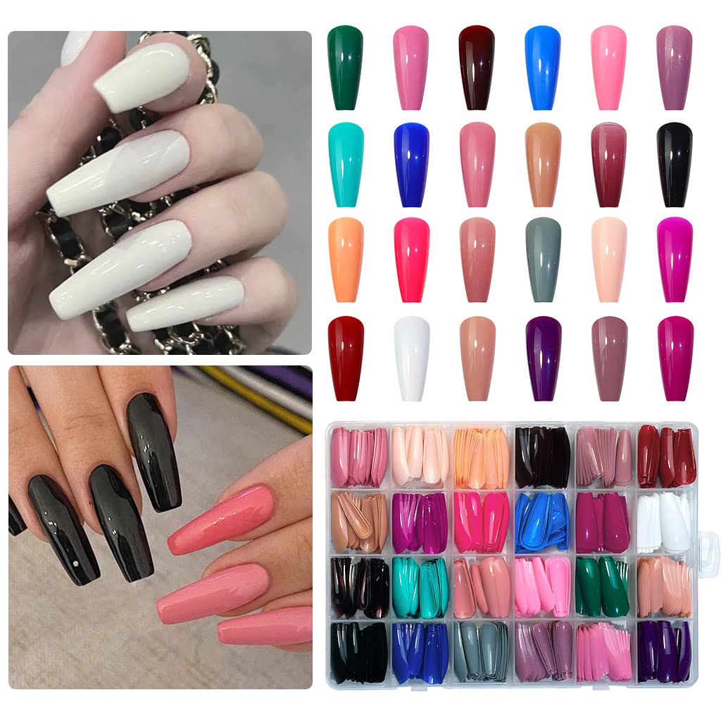 MAYCREATE® 24 Color Press on Nails Sets, False Nails Artificial Fake Nails Coffin Press on Nails Solid Color Glossy Fake Nails Full Cover False Nails Tips for Women Girls DIY Nail, Style A (No glue) MAYCREATE® 24 Color Press on Nails Sets, False Nails Artificial Fake Nails Coffin Press on Nails Solid Color Glossy Fake Nails Full Cover False Nails Tips for Women Girls DIY Nail, Style A (No glue)